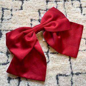 NWT J. Crew Oversize Satin Bow Hair Clip in Vibrant Flame